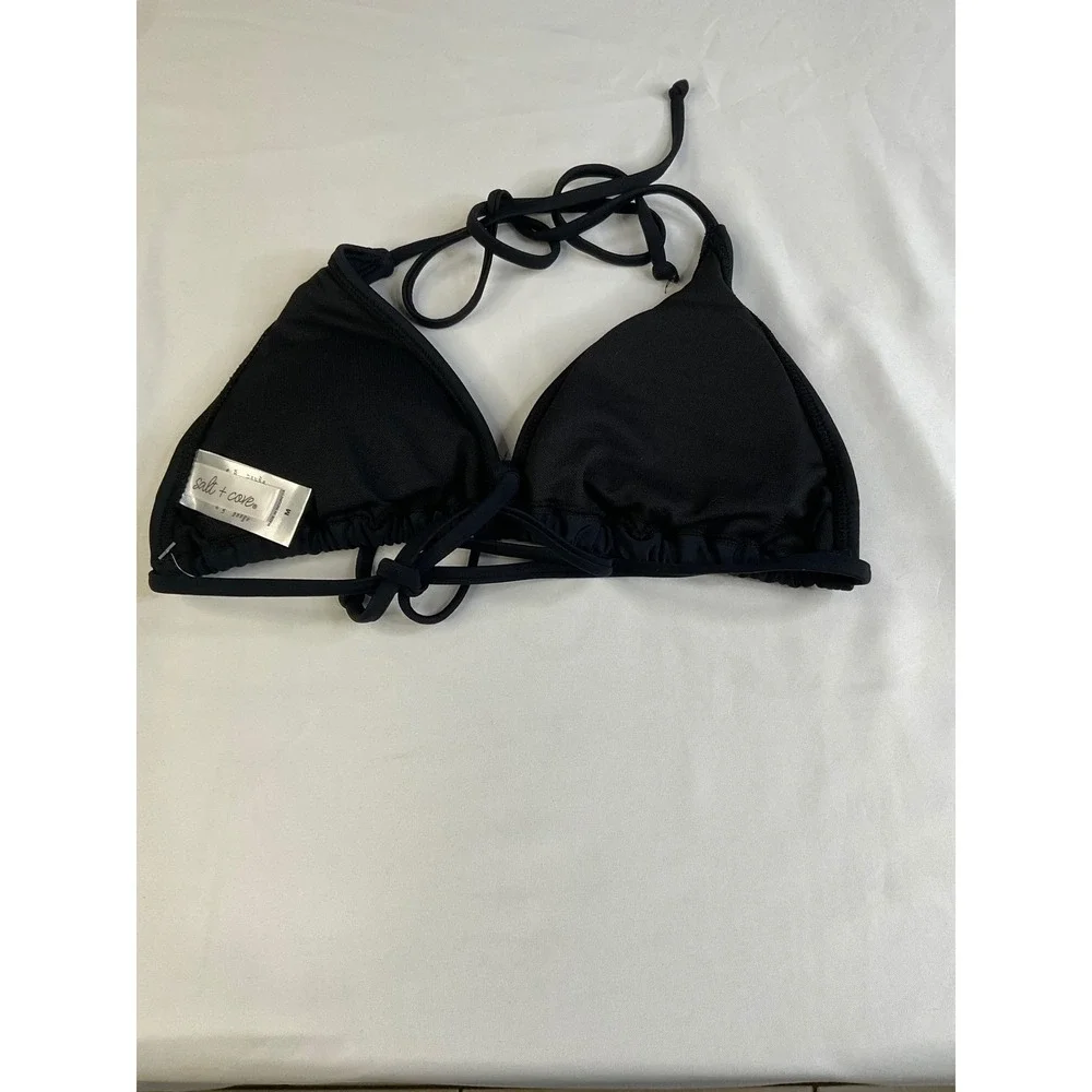 Salt + Cove Womens Black Multi-Way Triangle Bikini Top Swimwear Medium‎ NEW